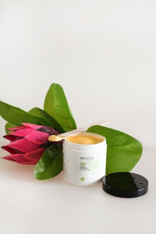 White candle jar with green leaves and pink flower beside a black lid on a white background
