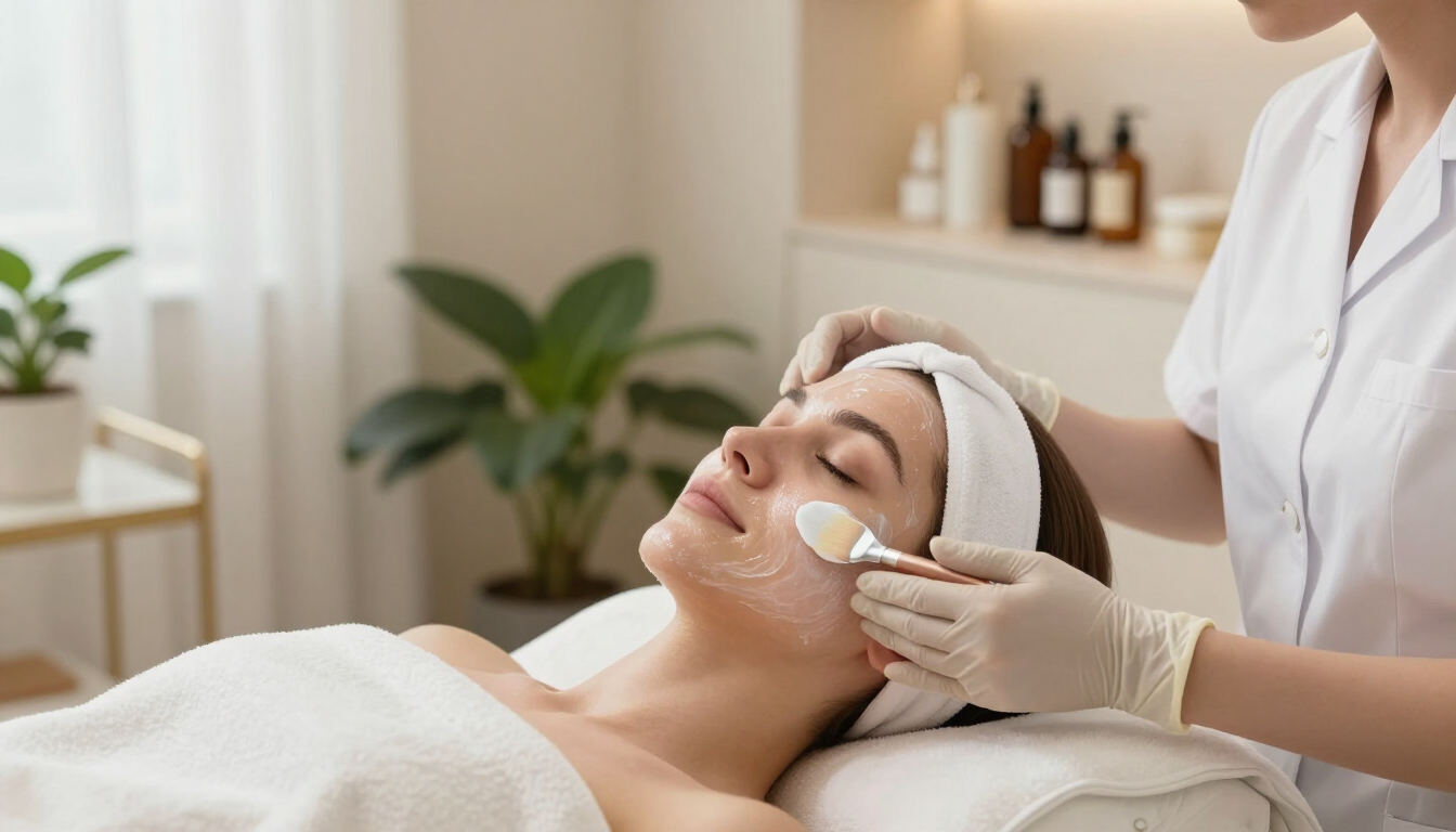 woman enjoy facial treatment