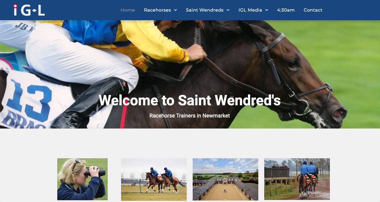 Saint Wendred's homepage with a horse race hero banner and small event photo thumbnails below