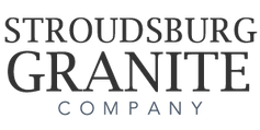 The logo for stroudsburg granite company is black and white.