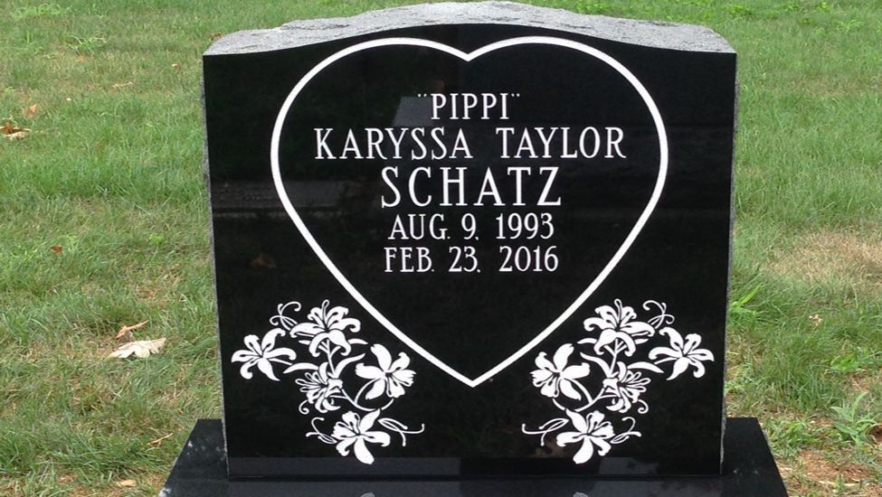 A black gravestone for karyssa taylor schatz