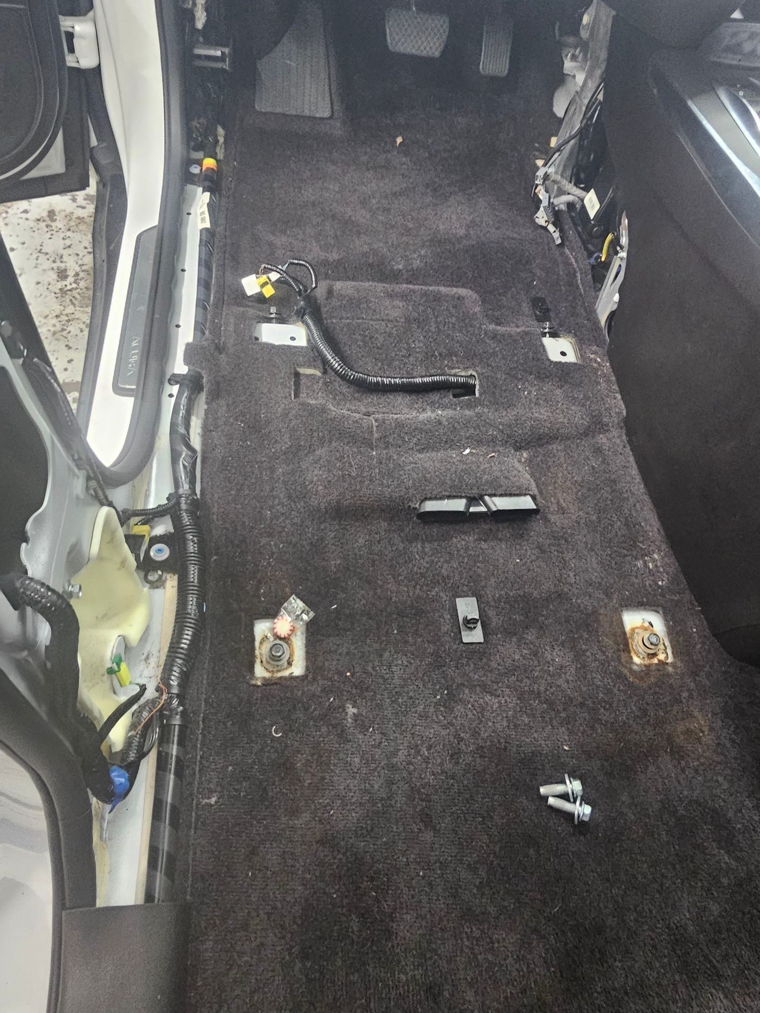 Carpet removal (when necessary) for a vehicle interior Carpet removal (when necessary) for a vehicle interior