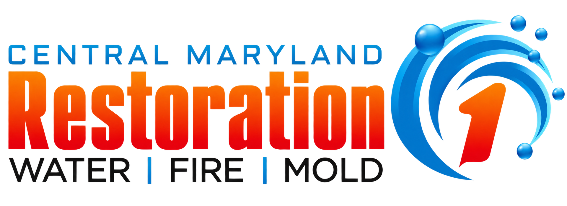 A logo for a company called central maryland restoration