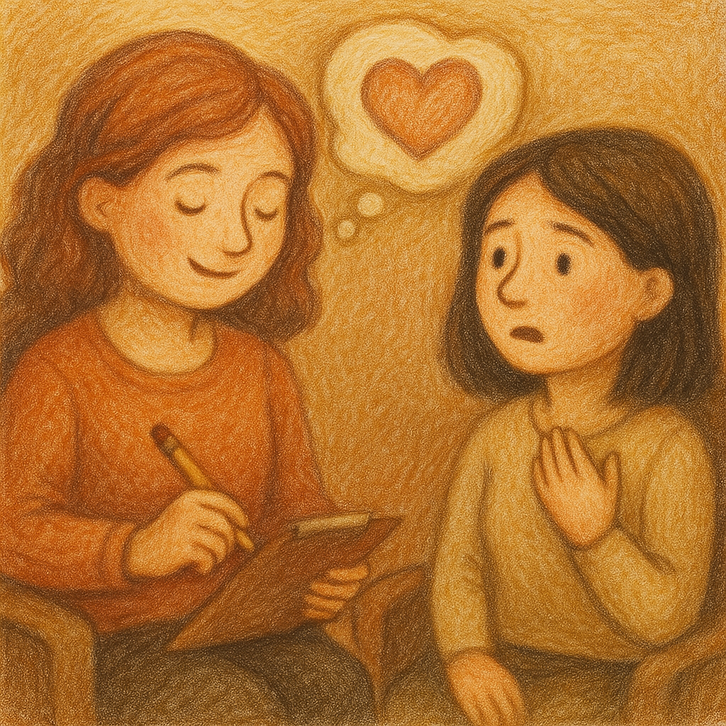 Uma mulher está escrevendo em uma prancheta enquanto outra mulher observa.