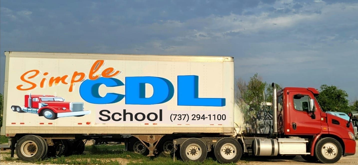 A red semi-truck with a trailer labeled