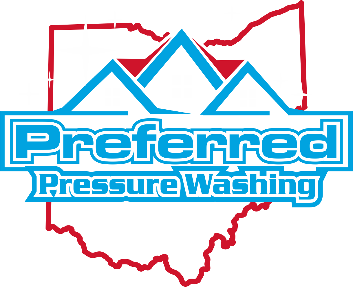 A logo for preferred pressure washing with a map of ohio