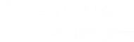 White, blocky logo on a white background.
