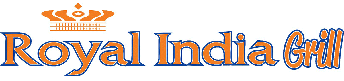 Logo for Royal India Grill with a crown above the words.