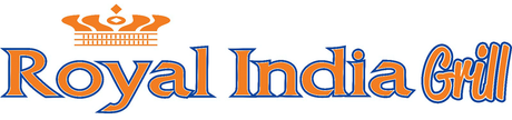 Logo for Royal India Grill with a crown above the words.