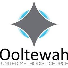 Logo for Ooltewah United Methodist Church: a gray four-pointed star over a light blue circle, with the church name below.
