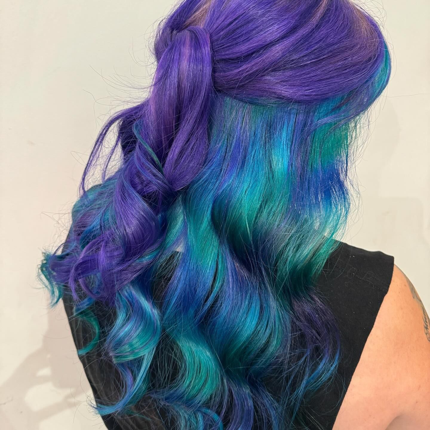 Woman With Long, Vibrant, Layered Blue and Purple Hair — Wow! Excellence in Hair in Toowoomba, QLD