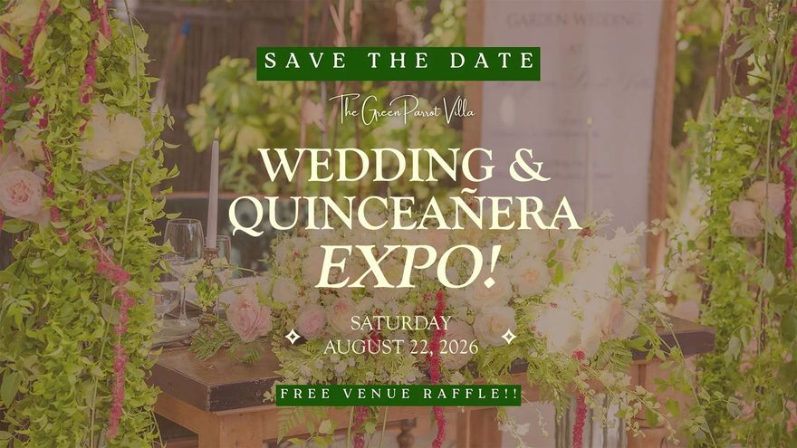 A sign for the venue showcase wedding and xv expo