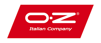 Il logo dell'azienda italiana oz è rosso e bianco.