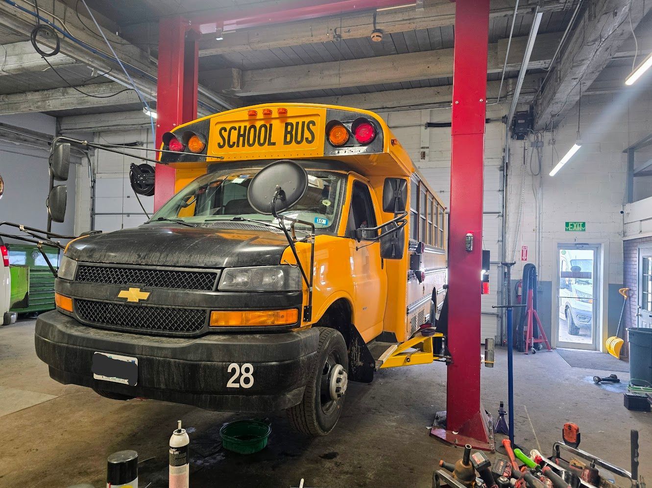 School Bus In Fleet Service Repair Bay | Garry's Fleet Services