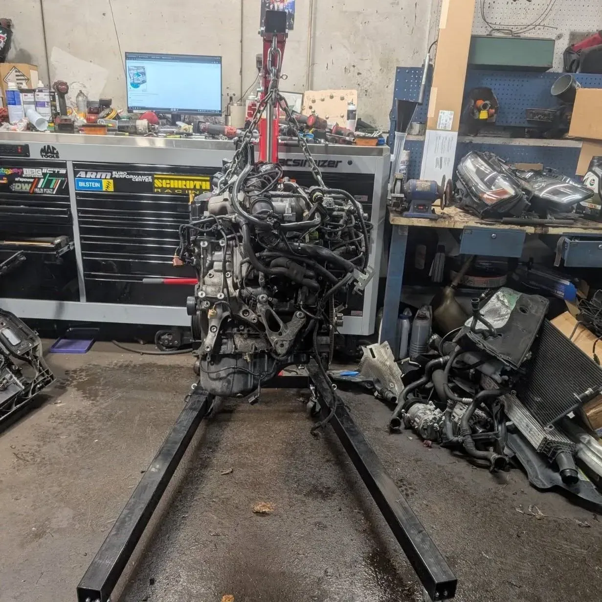 Engine Assembly In Fleet Repair Facility Work Area | Garry's Service Center