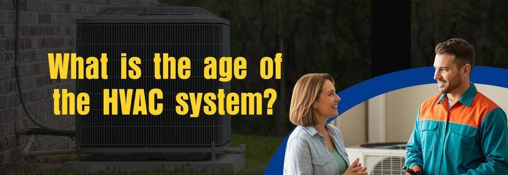 Woman and HVAC technician talking near an AC unit. Text: 