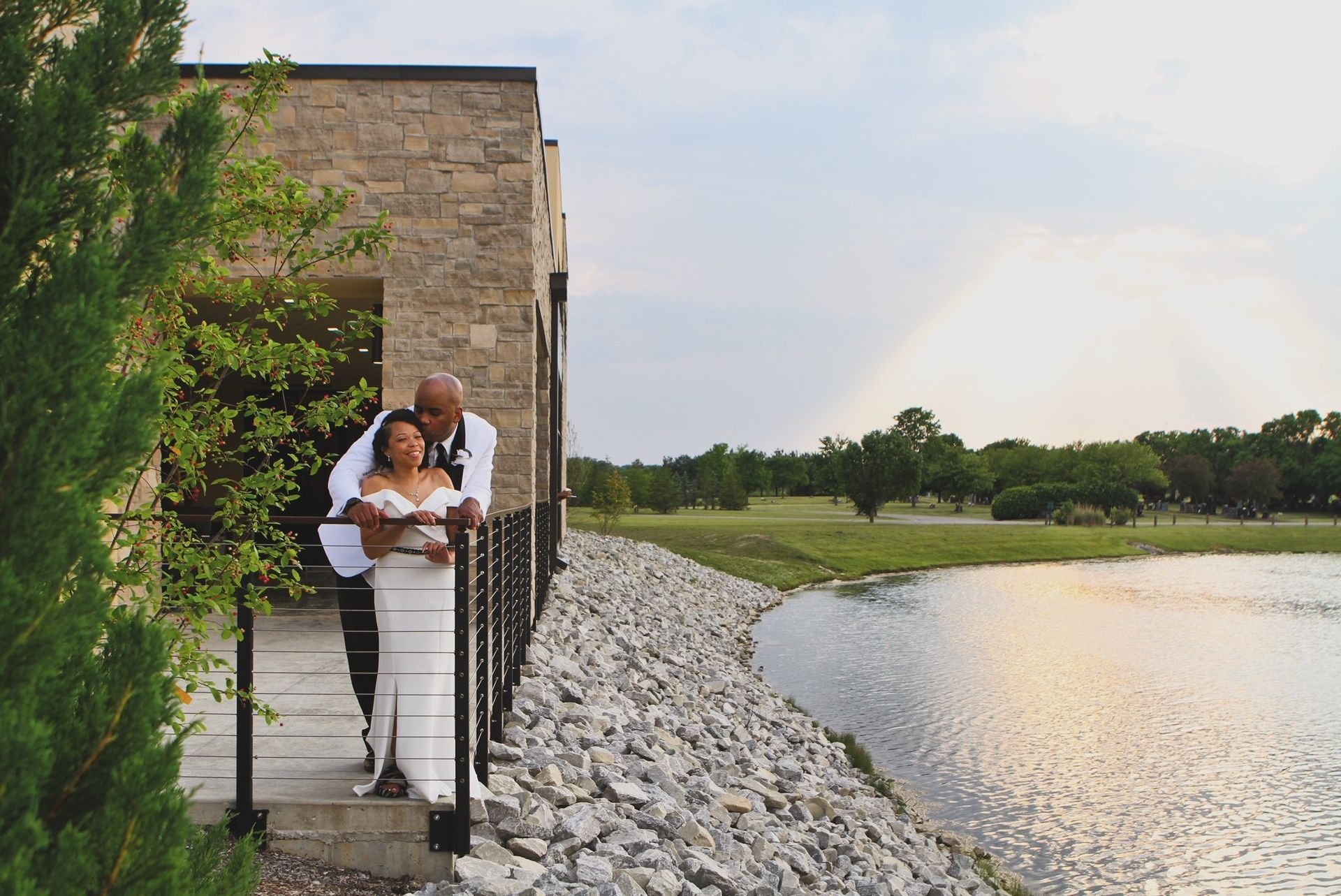 Prairie Waters bride and groom on outdoor area