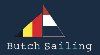 Logo with a white sailboat and the words “Butch Sailing” on a dark blue background