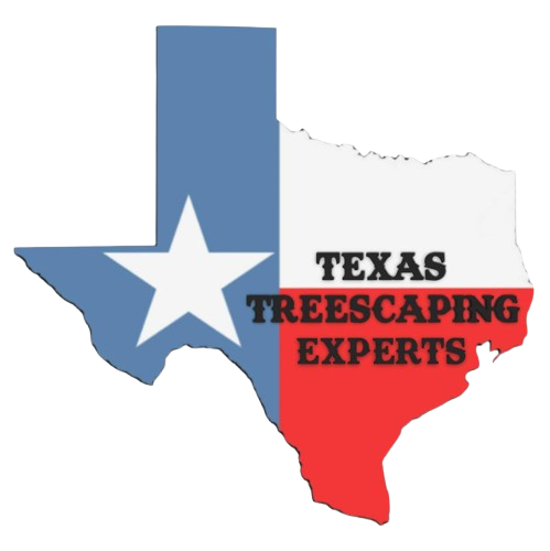 Texas-shaped logo with blue, white, and red colors and the text &ldquo;Texas TreeScaping Experts&rdquo;