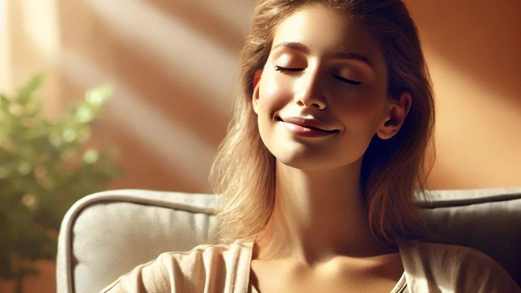 Photo of woman who is at peace after successfully completing her hypnotherapy sessions