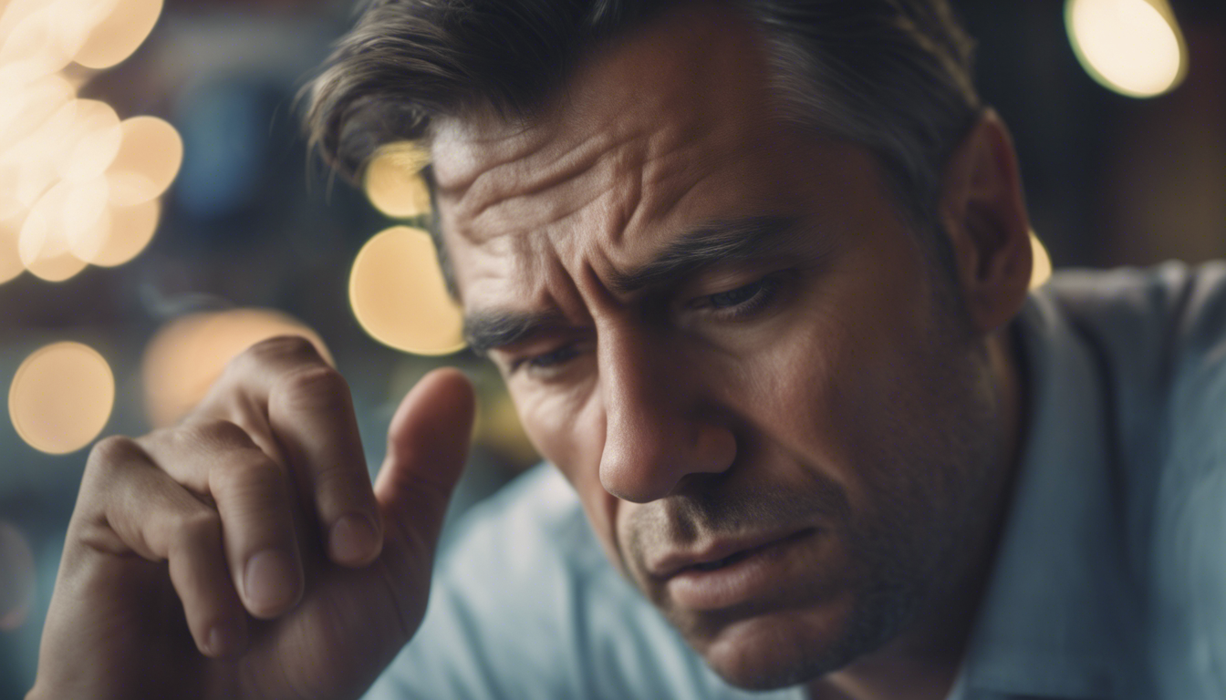 Dayton man dealing with a panic attack dealing with a highly stressful situation with obvious anxiety on his face