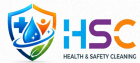 Logo di HS Cleaning & Facility con una casa, stelle, schizzi d'acqua e testo blu-arancione.