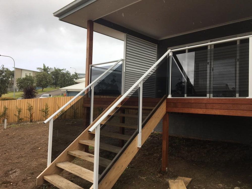 Wooden Stairs with Balustrades — Riverside Aluminium & Stainless in Coolongolook, NSW