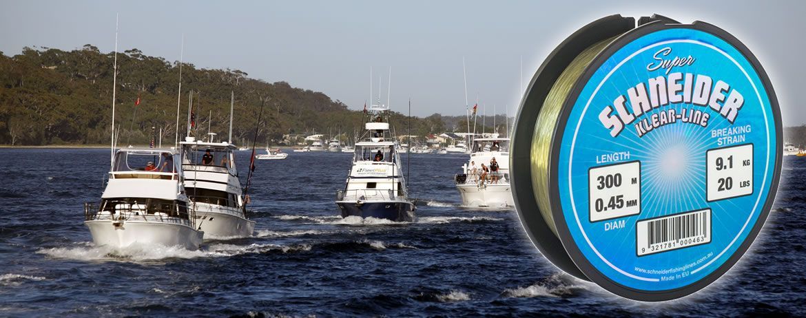 Fleet of boats heading out fishing with Schneider Lines