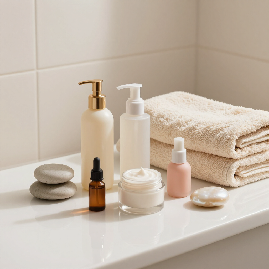 Cosmetici delicati in ambiente spa