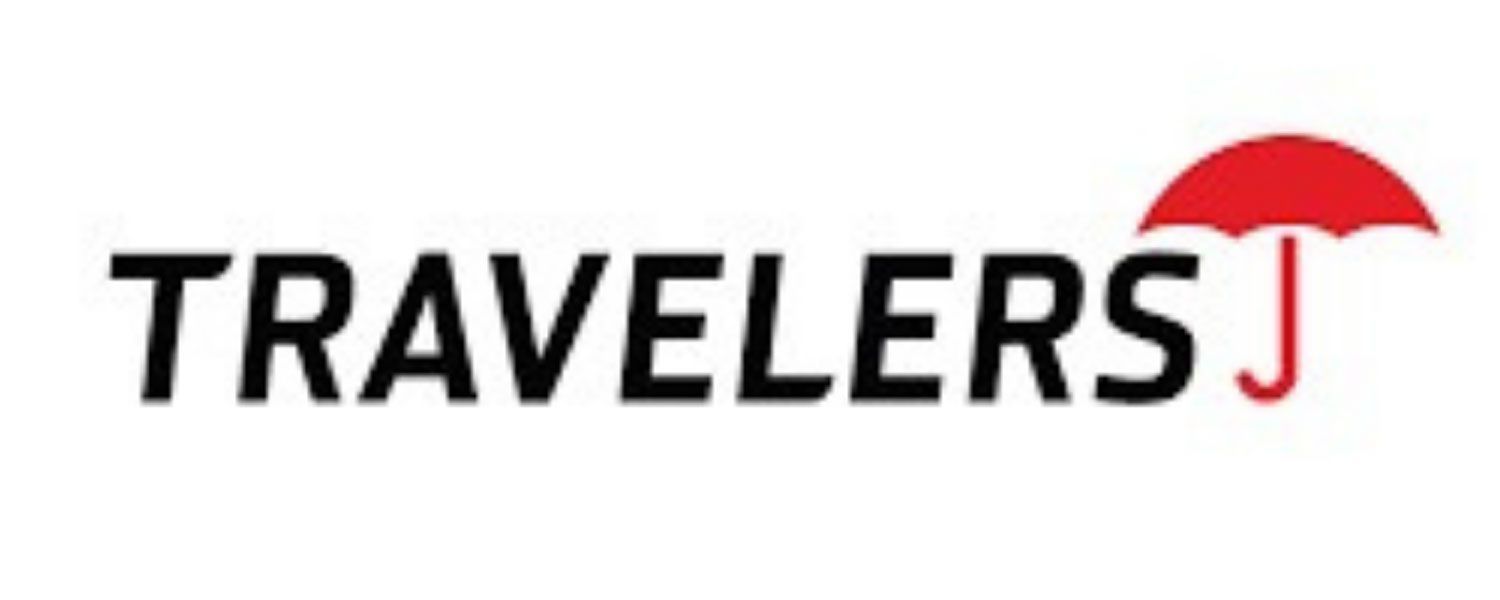 The Travelers logo, featuring the black text
