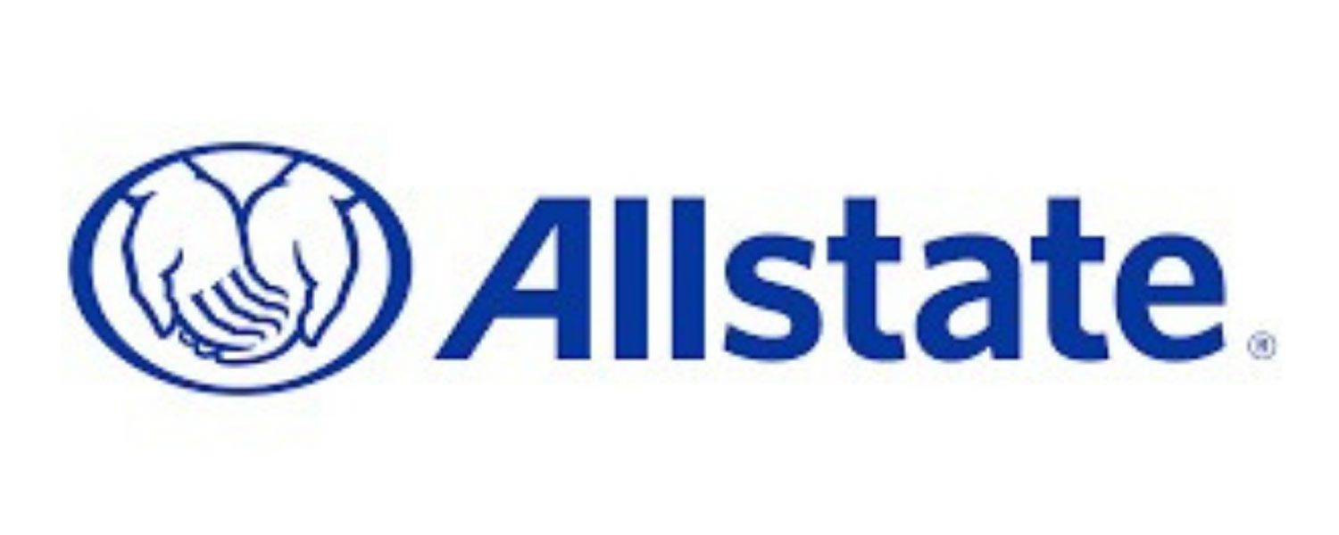 The blue Allstate logo featuring a graphic of two cupped hands inside an oval.