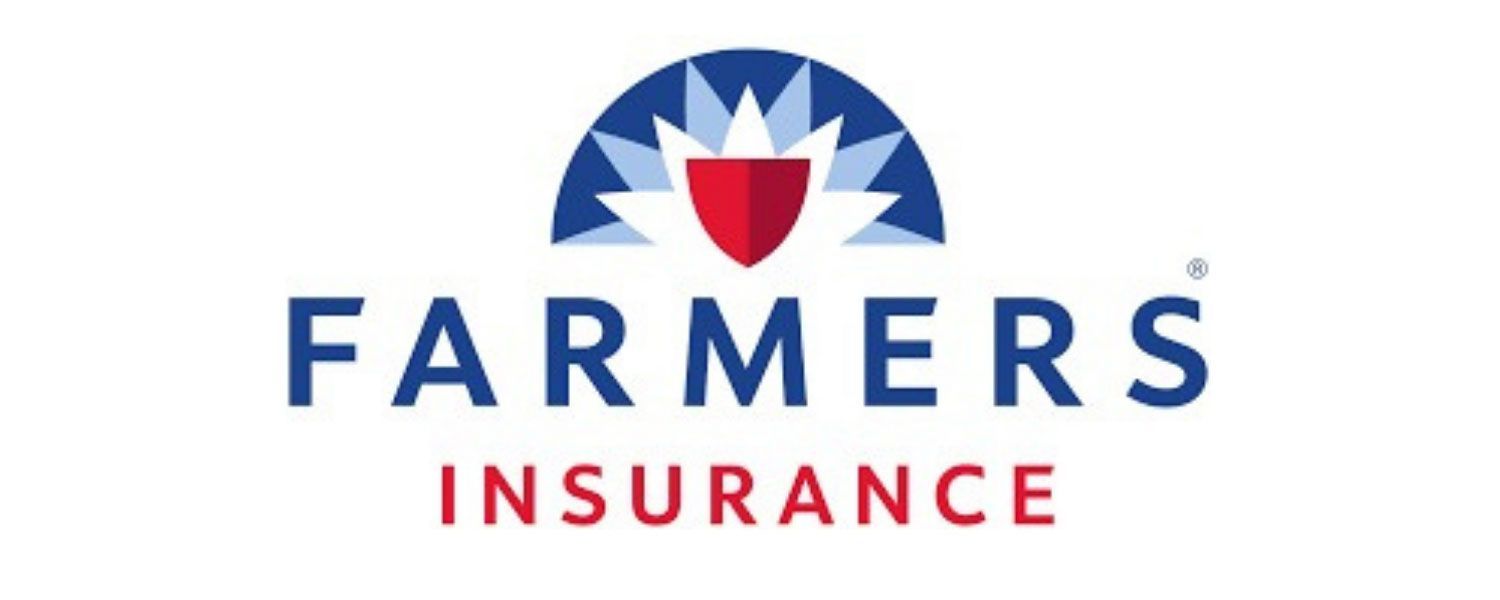 Farmers Insurance logo with a blue shield and starburst icon above the blue text