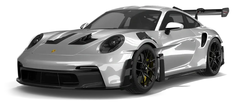 White car, overhead view, with a panoramic sunroof on a white background.