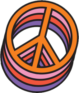a peace sign is stacked on top of each other in different colors .