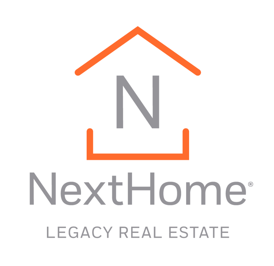NextHome Legacy Real Estate logo with orange house outline and gray text on white background