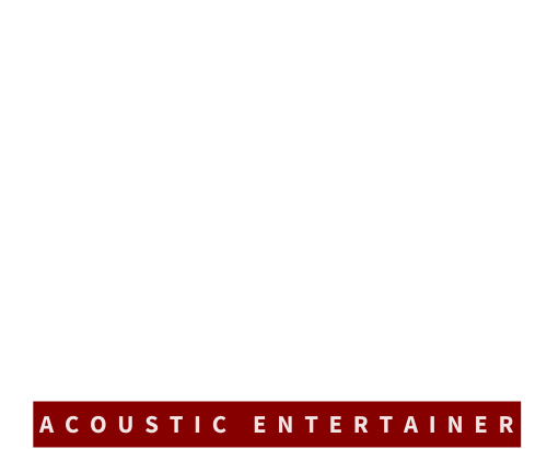 Red banner reading “ACOUSTIC ENTERTAINER” on a white background