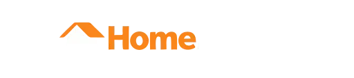 Orange home icon with the word 