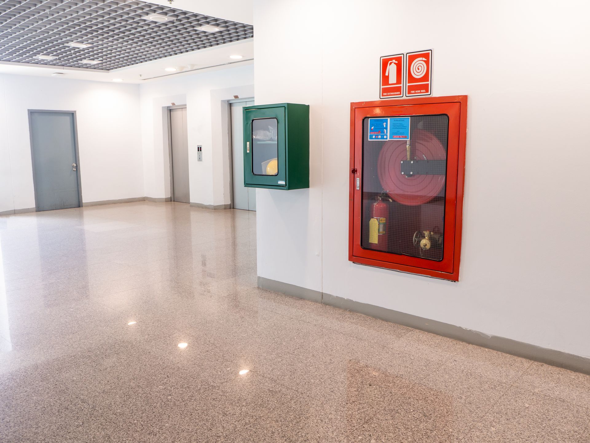 fire extinguisher cabinet in the office building