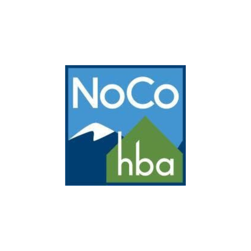 NoCo HBA logo with blue background, white text, and green mountain graphic
