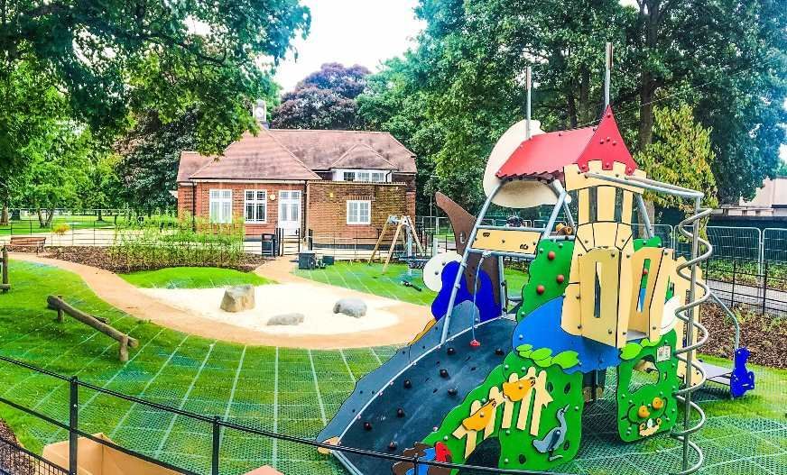Park playground and pavilion in Watford