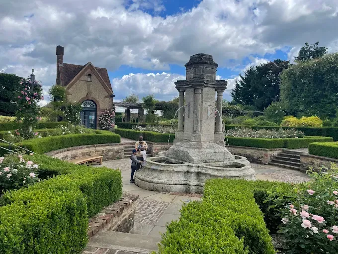 The fountain and rose beds at Bushey Rose Garden