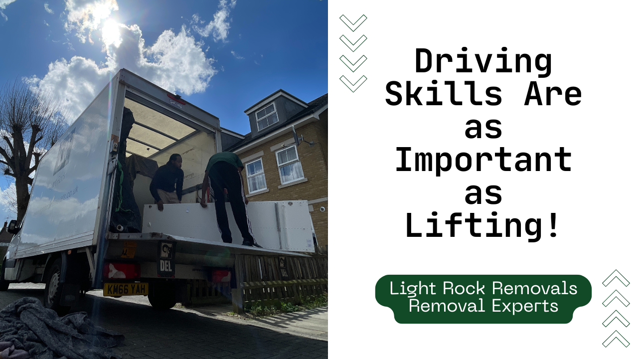 Two men loading a removal truck. Text overlay reads