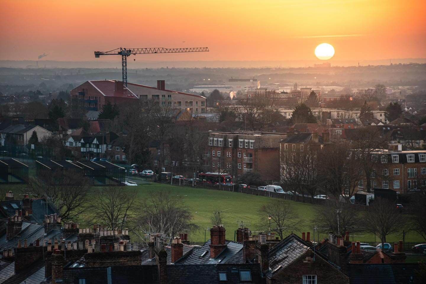 Sunset view over Harrow from Harrow on the Hill