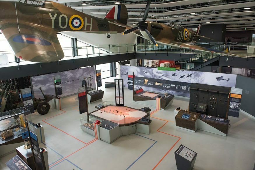 Aircraft display inside the Battle of Britain Bunker visitor centre, Uxbridge