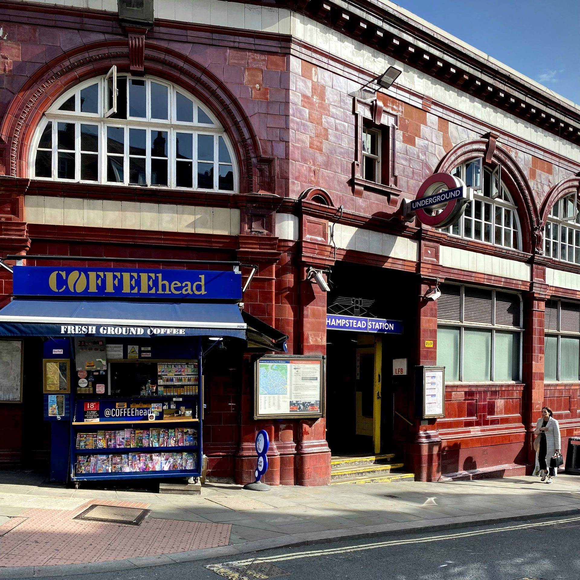 Exterior of Baker Street tube station in London, England, with red brick facade and a 