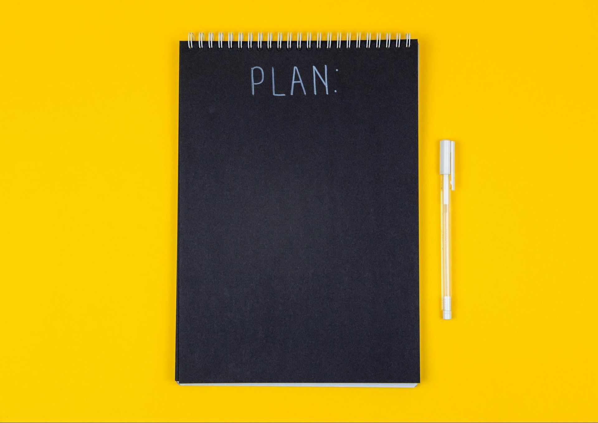 Black notebook with 