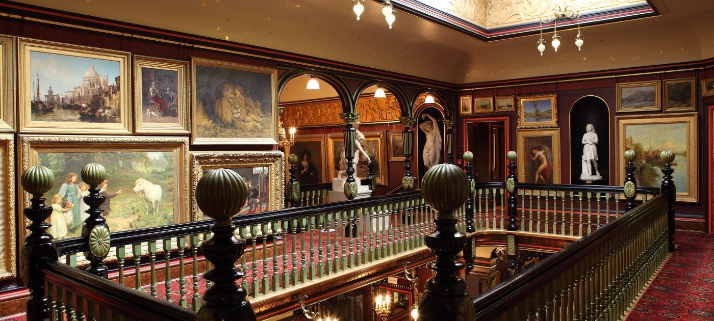 Paintings on display in the gallery at Bushey Museum and Art Gallery