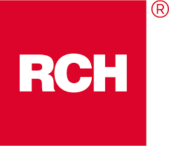 Un quadrato rosso con la parola rch in lettere bianche