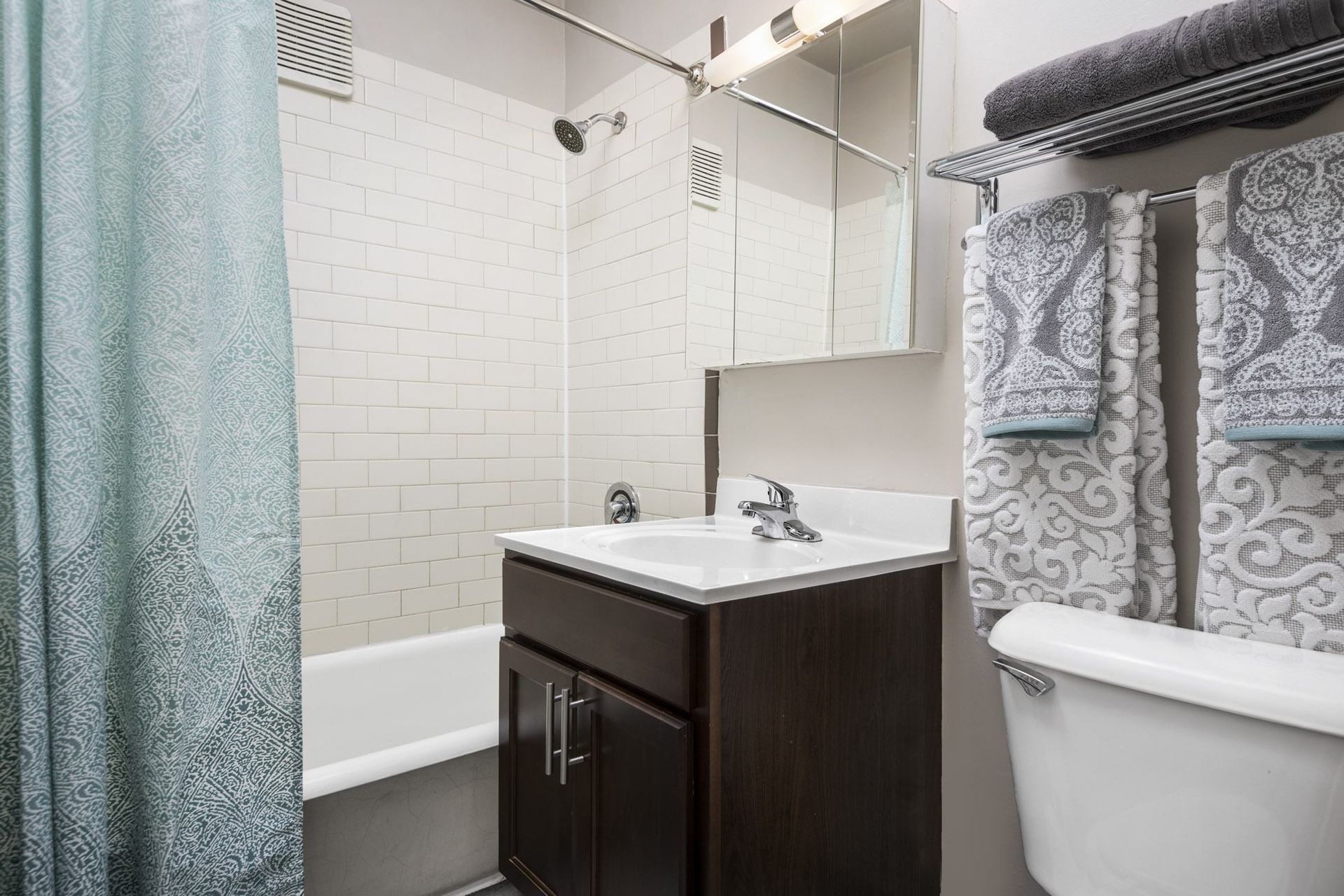 a bathroom with a sink and a toilet and a shower