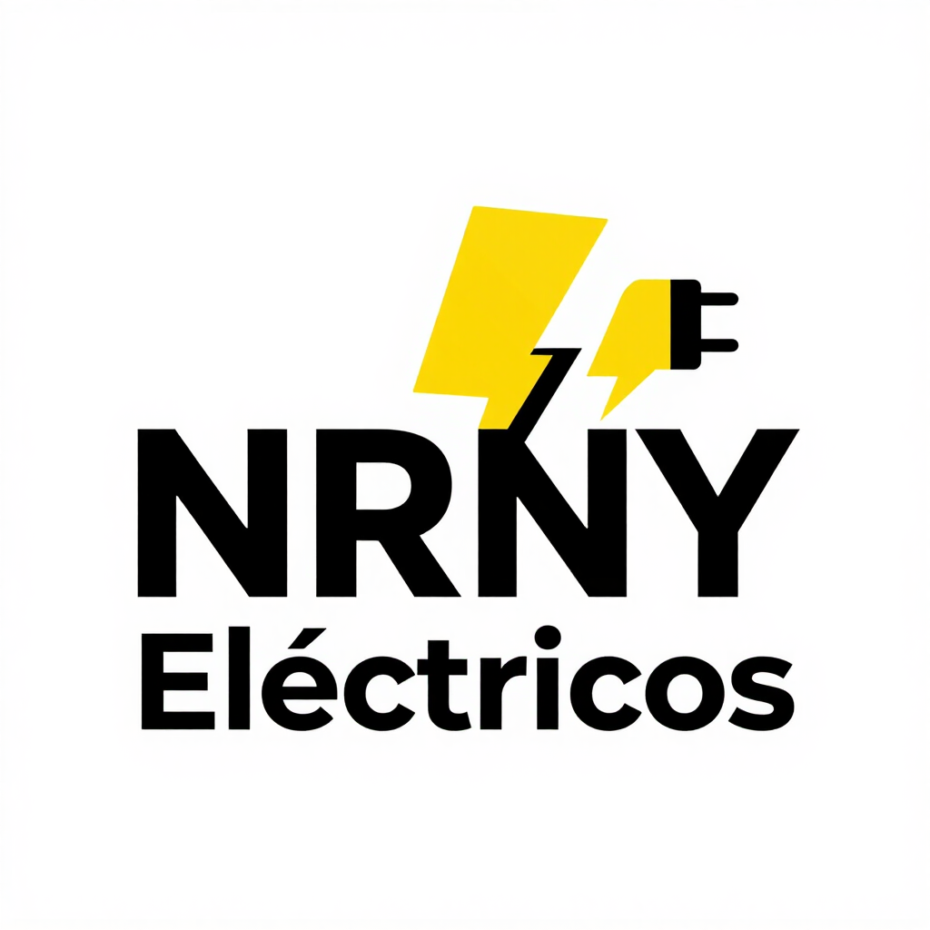 Logo de NRY Eléctricos en negro y amarillo con un rayo estilizado